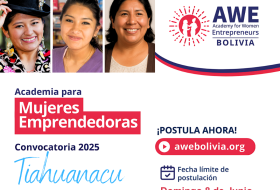 AWE Bolivia llega a más municipios del área rural, emprendedoras de Tiahuanacu podrán postularse a becas del 100%